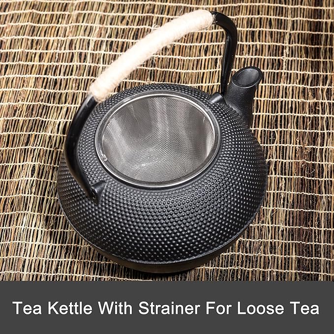 40.6oz Cast Iron Teapot, Japanese Tetsubin Tea Kettle for Stovetop Safe, Black Cast Iron Tea Kettle with Infuser for Loose Leaf, Tea Pot with Enameled Interior, Gift for Tea Lovers