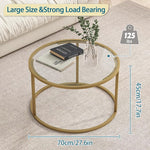 Load image into Gallery viewer, Glass Coffee Table,Round Gold Coffee Table for Small Space,27" Modern Center Table,Glass Top Clear Coffee Table with Sturdy Metal Frame for for Living Room Home Office, Easy Assembly