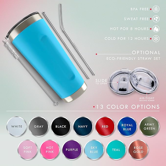 Be Burgundy Personalized Tumbler with Engraved Name - 12 Designs, 20 Oz Coffee Tumbler with Slider Lid, Purple, Double Wall Insulated - Gift for Mom, Women, Personalized Birthday Gift for Her