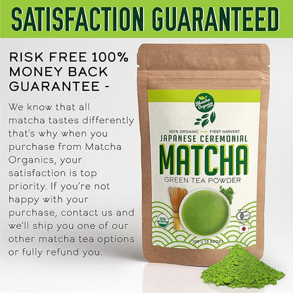 Premium Japanese Ceremonial Matcha Green Tea Powder - 1st Harvest HIGHEST Grade - USDA & JAS Organic - From Japan - Perfect for Starbucks Latte, Shake, Smoothies & Baking (3.53oz / 100g)