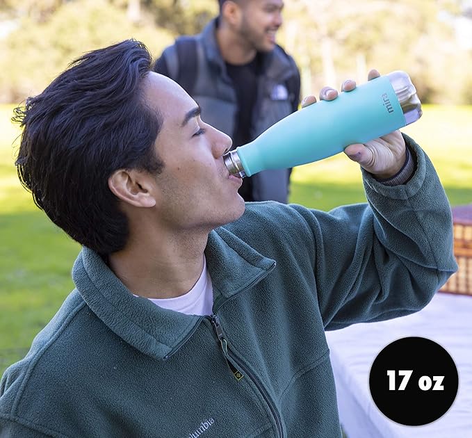 MIRA 2 Pack 17 oz Insulated Water Bottle - Stainless Steel Cola Shape Thermo - Double Wall Hot & Cold Flask (24Hr Cold/12Hr Hot) - Black