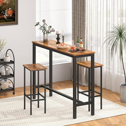 Mr IRONSTONE Bar Table, 47" Pub High Top Table Rectangular Bar Height Table Sofa Console/Dining Coffee Table, for Narrow Space, Living Room, Vintage