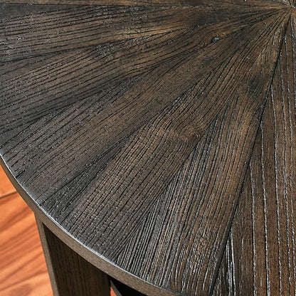 PADMA HOUSE 19.3" Round Wood End Table, 2-Tier Solid Wood Rounded Accent Side Table Circle Nightstand Table with Storage Shelf Vintage Furniture for Home Living Room Bedroom,Black Brown 3338BK