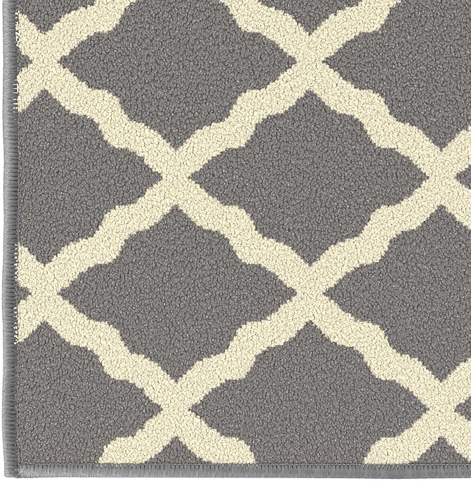 Ottomanson Hallway Runner Rug 2'2" x 6' Non Slip Trellis Area Rugs Easy to Clean Laundry Rug Runner Durable & Pet Friendly Floor Carpet Runners for Hallways Entryway Living Room Kitchen, Gray