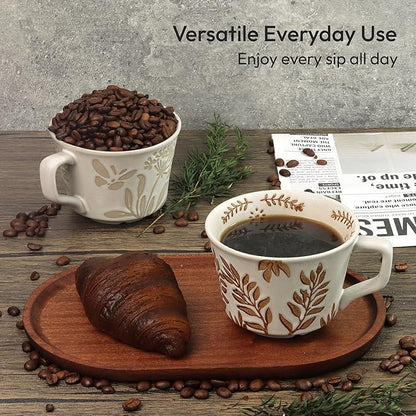 Ceramic Coffee Mug, 12 oz Novelty Unique Teacup with Handle, Stoneware Cup for Tea Mocha Latte Cappuccino Espresso (Ivy)