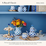 Load image into Gallery viewer, MACKENZIE-CHILDS Enamel Tea Kettle, Stylish Tea Kettle for Stovetop, Blue-and-White Royal Check, 2 Quarts