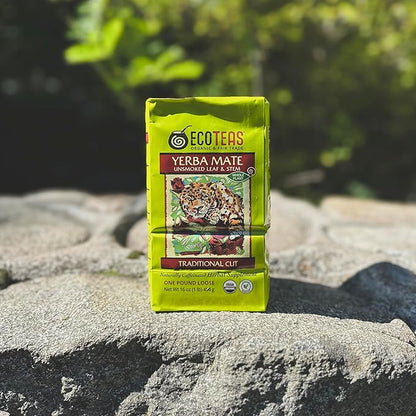 ECOTEAS Organic Yerba Mate Loose Leaf Tea – Unsmoked Detox Herbal Tea for Natural Energy – Coffee Alternative - Kosher, Non-GMO, Gluten-Free - Traditional Cut, 1 lb (Pack of 1)