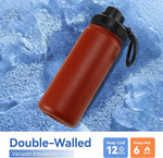 Load image into Gallery viewer, DOMICARE 16 oz Kids Water Bottle for School Stainless Steel Double Wall Vacuum Insulated Water Bottle with Straw lids &amp; Spout Lid, Leakproof BPA Free (Red,4)