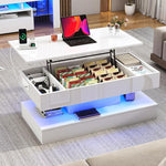 Load image into Gallery viewer, 39.4" Large Lift Top Coffee Table,Modern High Glossy LED Coffee Tables for Living Room with Storage,Black Living Room Tables for Living Rooms,Dining Room,Bedroom Home Office,APP LED Lights（White）