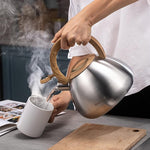Load image into Gallery viewer, MARSKITOP Tea Pot for Stove Top 2.6 Quart, Stainless Steel Tea Kettle Stovetop Whistling with Stay Cool Handle, Silver