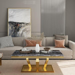 Load image into Gallery viewer, 2 Piece Coffee Table Set, Black and Gold Living Room Table Set with 48 inch Coffee Table and 1 Square End Table, Luxury Living Room Coffee Table Set for Home Apartment Office