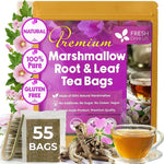 Load image into Gallery viewer, FreshDrinkUS, Premium 55 Marshmallow Root and Leaf Tea Bags, 100% Natural &amp; Pure. Loose Leaf Marshmallow Herbal Tea. Made with Eco-Conscious Tea Bags. No Sugar, No Caffeine, No Gluten, Vegan.
