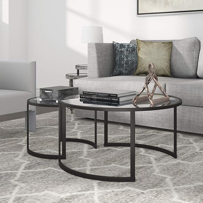 Mitera Round Nested Coffee Table in Blackened Bronze