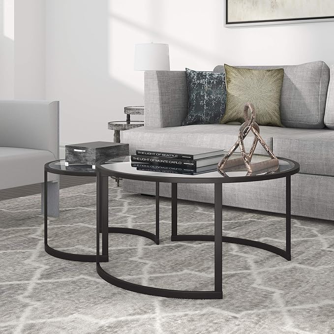 Mitera Round Nested Coffee Table in Blackened Bronze