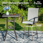 Load image into Gallery viewer, PHI VILLA 7 Piece High Top Patio Bar Set, Outdoor Bar Height Table and Chairs Dining Furniture Set with 6 Outdoor Swivel Bar Stools Grey &amp; 1 Patio Bar Table for Garden, Yard, Terrace