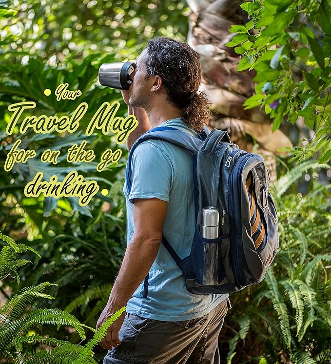 Mixpresso Coffee Flask & Coffee Mug, Stainless Steel Coffee vacuum flask For Hot Coffee or Cold Tea Fits Car Caddy or Backpack, Leak Proof Travel Mug, 17 Ounce Coffee Thermos