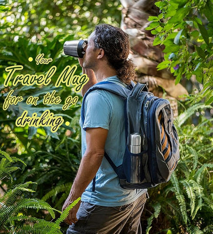 Mixpresso Coffee Flask & Coffee Mug, Stainless Steel Coffee vacuum flask For Hot Coffee or Cold Tea Fits Car Caddy or Backpack, Leak Proof Travel Mug, 17 Ounce Coffee Thermos