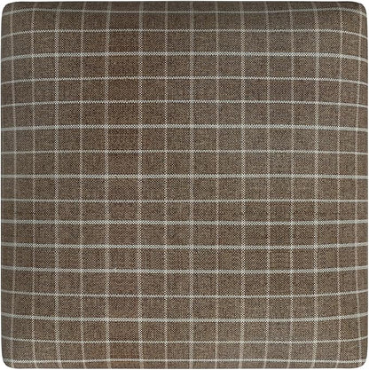 HomePop Home Decor |Classic Open-Back Counter Height Barstool| Square 24 Inch Bar Stools with Domed Cushion, Brown Window Pane Print