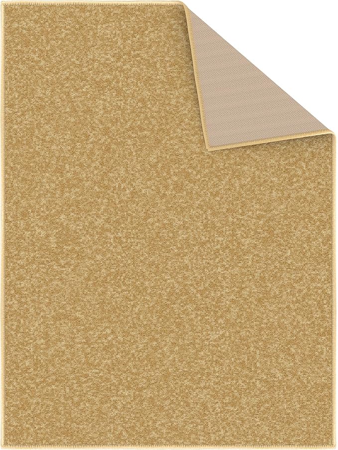 Ottomanson Rugs for Entryway 2'3" x 3' Non Slip Solid Small Area Rugs Durable Front Door Mat Rug Stain Resistant Entrance Rugs for Bathroom Kitchen Bedroom & Living Room, Beige