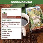 Load image into Gallery viewer, Low Acid Organic Coffee – Whole Bean, Mold-Free &amp; Stomach Friendly by Java Planet, Good Morning Blend Coffee, Medium Roast, Smooth Full Flavored, 2x1LB Bag