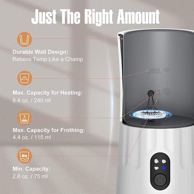 Milk Frother, 4-in-1 Electric Milk Frother and Steamer, Automatic Hot and Cold Foam Maker and Milk Warmer for Coffee, Latte, Cappuccino, Macchiato, Hot Chocolate(Pearl White)