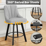 Load image into Gallery viewer, Swivel Bar Stools with Backs, 24" Counter Height Bar Stools Set of 6, Fabric Upholstered Counter Barstools with Solid Wood Legs for Kitchen Island, Home Bar, Light Gray