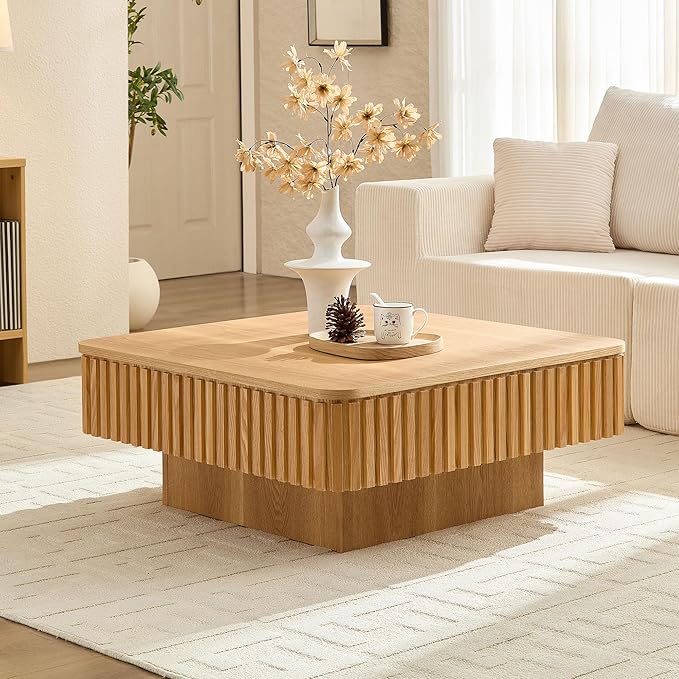 KEVINSPACE Lift Top Coffee Table Square Coffee Tables for Living Room Furniture Small CoffeeTable with Large Hidden Storage Center Table Mid Century ModernTable Rustic Ash 35.43" W x14.57-24.5" H