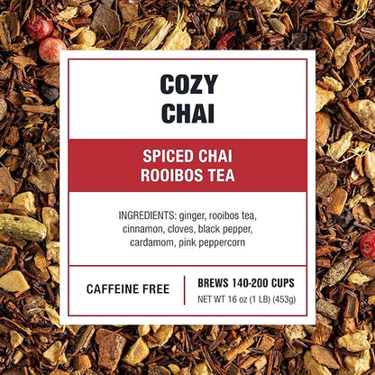 Tiesta Tea - Cozy Chai, Loose Leaf, Spiced Chai Rooibos Tea, Premium Caffeine-Free Herbal Blend, Makes Hot or Iced & Up to 200 Cups, 16oz Resealable Bulk Pouch