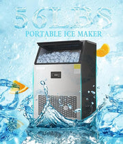 Commercial Ice Maker Machine, 130Lbs/24H with 40Lbs Large Capacity, 55Pcs Ready in 8-15Mins, Under Counter Stainless Steel Ice Machine for Home Party Bar, Self-Cleaning and Quite