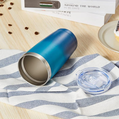 COMOOO 20oz Tumbler with Straw Stainless Steel Insulated Coffee Tumbler Cups Double Wall Vacuum Travel Coffee Mug with Splash Proof Sliding Lid for Hot Cold Drinks (Dark Night, 4 Pack)