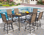 Load image into Gallery viewer, PHI VILLA 7 Piece Patio Bar Dining Set, Bar Height Outdoor Table and Chairs with 6 Swivel Bar Stools (Padded Textilene) &amp; Large Rectangle Metal Table for Deck, Garden and Yard