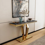 Load image into Gallery viewer, 4 Piece Black and Gold Living Room Table Set 1Coffee+2End+1Console