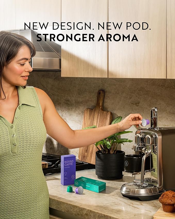 ROSSO CAFFÈ 60 Espresso Coffee Pods for Nespresso Original Machines - Pack of Rich and Bold Capsules, 3 Premium Intense Dark Flavors