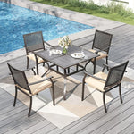 Load image into Gallery viewer, PHI VILLA Outdoor Metal Dining Chairs Set of 2, Black Wrought Iron Stackable Chairs with Cushions, Heavy-Duty Seating Furniture for Patio, Deck, Yard, Porch