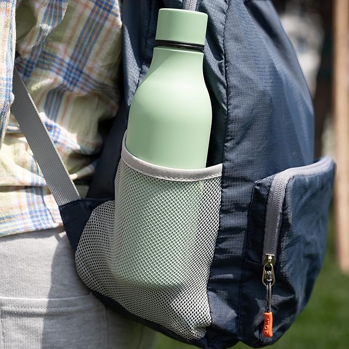 BJPKPK Insulated Water Bottles, 18 oz Stainless Steel Metal Water Bottle with Strap, BPA Free Leak Proof Jugs, Mugs, Flasks, Reusable Thermal Flasks for Sports & Travel, Macaron Green