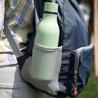 BJPKPK Insulated Water Bottles, 18 oz Stainless Steel Metal Water Bottle with Strap, BPA Free Leak Proof Jugs, Mugs, Flasks, Reusable Thermal Flasks for Sports & Travel, Macaron Green