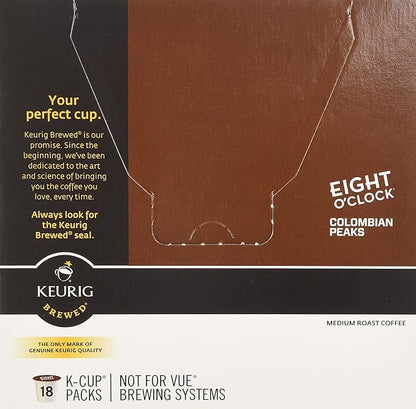 Eight O'Clock Colombian Peaks Medium Roast Coffee K-Cup Packs - 18 CT