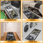 Load image into Gallery viewer, Ottomanson 22" x 53" $100 Bill Money Rug - Durable &amp; Non-Slip Area Rug - Fun &amp; Eye-Catching Decor for Bedroom, Office, Game Room &amp; Man Cave - Unique Gift for &amp; Trendy Home Decor, Black/Gold