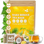Load image into Gallery viewer, FreshDrinkUS, Premium 40 Tea Bags Daily Rescue Lemon Ginger Tea - 9 Superherbs – 100% Natural Ingredients, Tea Mix for Wellness Boost - Shelf-Stable, Caffeine-Free, Sugar-Free, Vegan