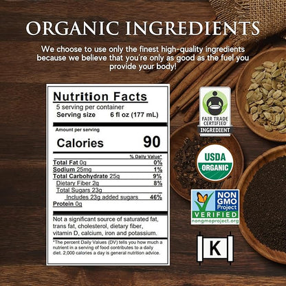 Third Street Inc. Organic Honey Vanilla Spice Chai Concentrated, 32 Fl. Oz., Chai Tea Latte Concentrate, Sweet and Smooth Tea Blend, Beverage Concentrate 1:1, Gluten Free, Kosher, Non-GMO