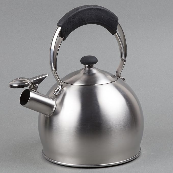 Creative Home 2.6 Qt Heavy-Duty Stainless Steel Whistling Tea Kettle, Durable Heat‑Efficient Water Boiler with Steam Whistle and Heat-Resistant Handle, Induction‑Safe Kitchen Pot and Stylish Gift