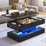 Load image into Gallery viewer, 39.4" Large Lift Top Coffee Table,Modern High Glossy LED Coffee Tables for Living Room with Storage,Black Living Room Tables for Living Rooms,Dining Room,Bedroom Home Office,APP LED Lights（Black）