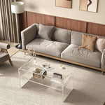 Load image into Gallery viewer, 2-Tier Acrylic Coffee Table, Side End Table with Storage Shelf, Modern Center Table for Living Room, Office, Bedroom, Home Small Space, Easy Assembly (Clear)