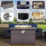 Load image into Gallery viewer, 10 Pieces Outdoor Patio Furniture Set Outdoor Furniture Patio Sectional Sofa Conversation Set w/ETL Approved 45" Gas Outdoor Fire Table &amp; Coffee Table, Swivel Rocking Chair Navy.