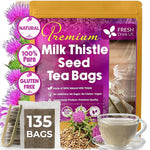 Load image into Gallery viewer, FreshDrinkUS, Premium 135 Milk Thistle Tea Bags, 100% Natural &amp; Pure from Milk Thistle Seeds. Milk Thistle Seed Herbal Tea. Made with Natural Material Tea Bags. No Sugar, No Caffeine, No Gluten, Vegan.