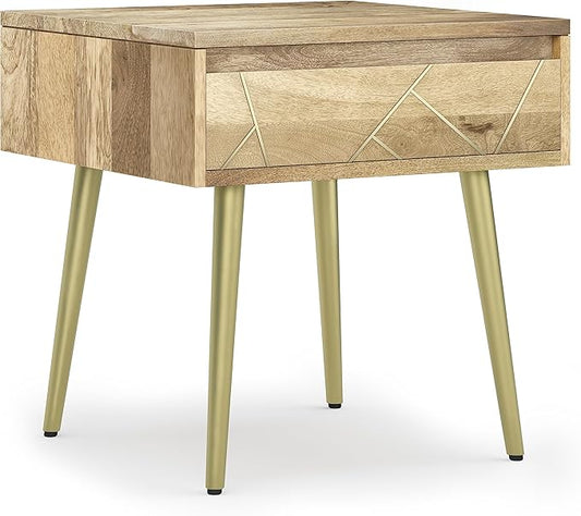 SIMPLIHOME Jager Mid Century - Contemporary 22 inch Wide Metal Side Table in Natural for the Living Room and Bedroom