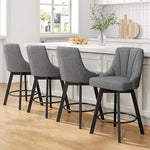 Load image into Gallery viewer, Swivel Bar Stools, 24" Counter Height Bar Stools Set of 3, Fabric Upholstered Counter Barstools with Solid Wood Legs for Kitchen Island, Home Bar, Dark Gray