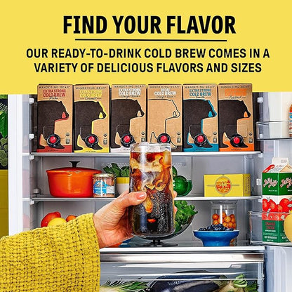 Wandering Bear Straight Black Organic Cold Brew Coffee On Tap, 128 fl oz (1 gallon) - Extra Strong, Bold, Smooth, Unsweetened, Shelf-Stable, Ready to Drink, 100% Organic Iced Cold Brewed Coffee Drinks