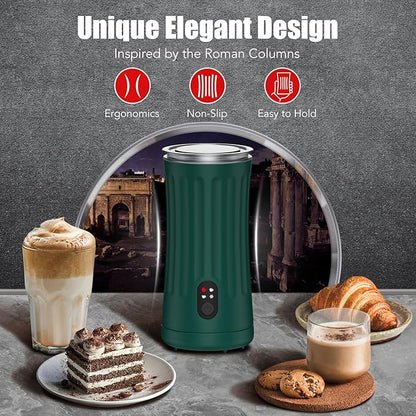 Milk Frother, Upgraded 4-in-1 Milk Frother and Steamer, Hot and Cold Foam Maker and Milk Warmer with Temperature Control & Auto Shut-Off, Frother for Coffee, Latte, Cappuccino, Matcha(Green)
