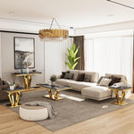 Load image into Gallery viewer, 4 Piece Black and Gold Living Room Table Set 1Coffee+2End+1Console